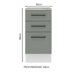 Gabinete Bajo 40 cm 3 Cajones Blanco/Gris Agata Madesa