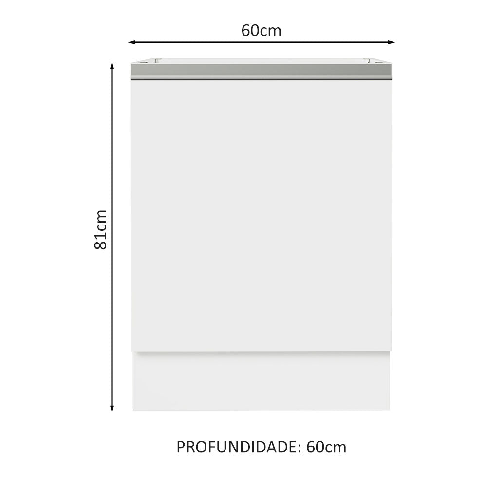 Gabinete Bajo 60 cm 1 Puerta Sin Encimera Blanco Glamy Madesa