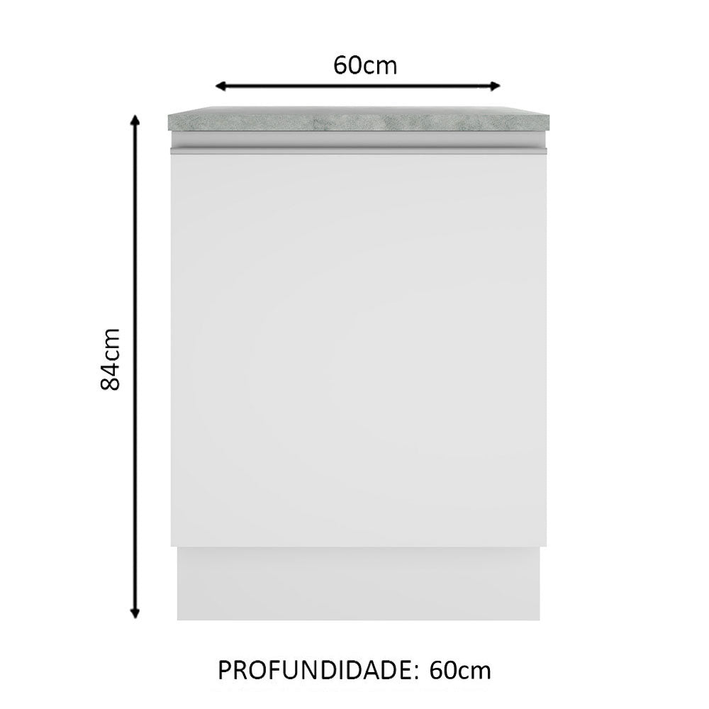 Gabinete Bajo 60 x 60 cm 1 Puerta (Con Encimera) Glamy Blanco