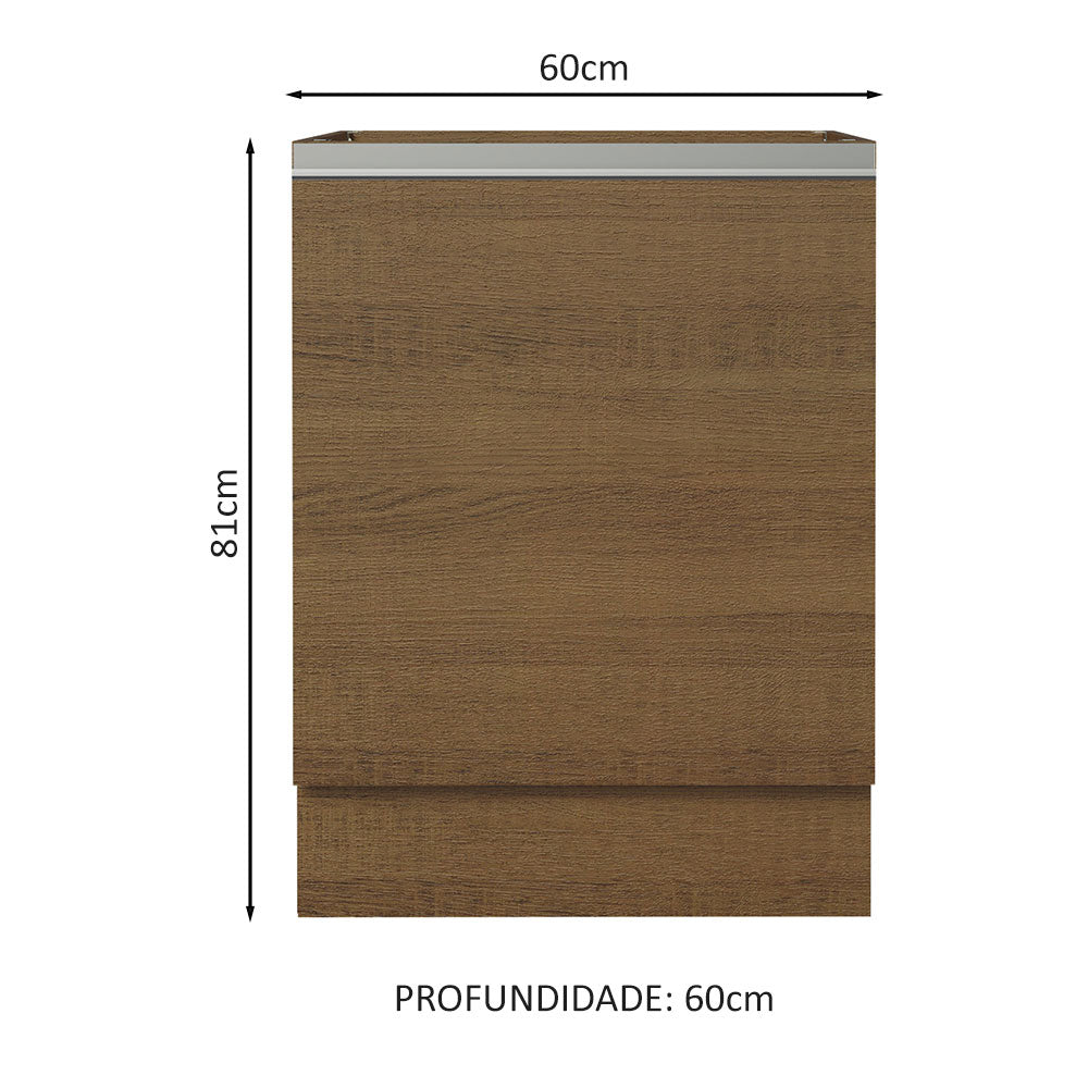 Gabinete Bajo 60 cm 1 Puerta Sin Encimera Marrón Glamy Madesa