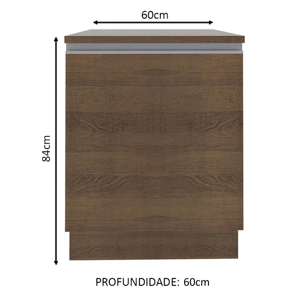 Gabinete Bajo 60 x 60 cm 1 Puerta (Con Encimera) Glamy Marrón