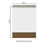 Gabinete Bajo 60 cm 1 Puerta Sin Encimera Marrón/Blanco Glamy Madesa
