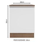 Gabinete Bajo 60 cm 1 Puerta Marrón/Blanco Glamy Madesa