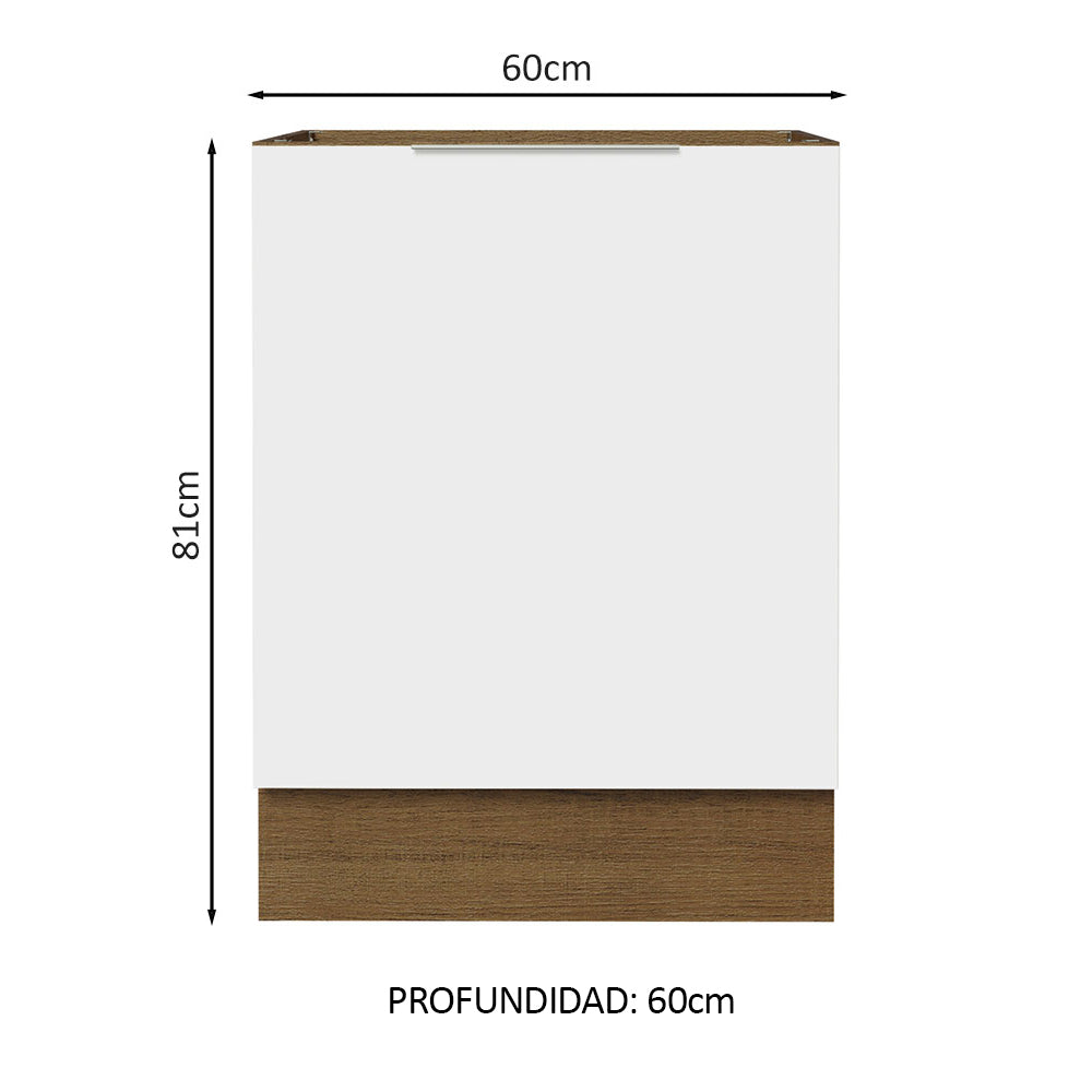 Gabinete Bajo 60 cm 1 Puerta Sin Encimera Marrón/Blanco Stella Madesa