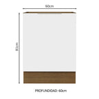 Gabinete Bajo 60 cm 1 Puerta Sin Encimera Marrón/Blanco Stella Madesa