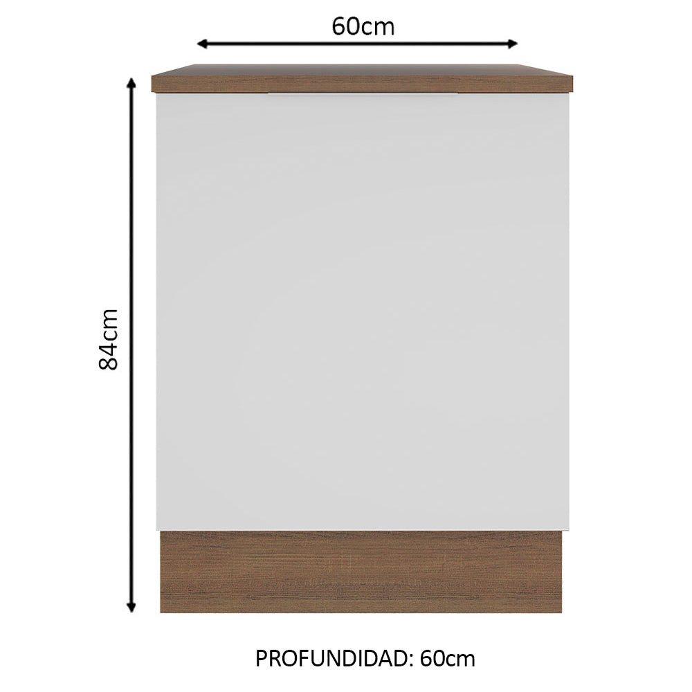 Gabinete Bajo 60 cm 1 Puerta Marrón/Blanco Stella Madesa