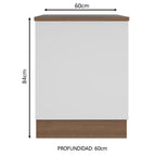 Gabinete Bajo 60 cm 1 Puerta Marrón/Blanco Stella Madesa