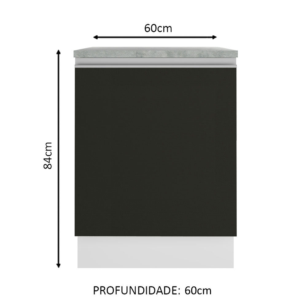 Gabinete Bajo 60 x 60 cm 1 Puerta (Con Encimera) Glamy Blanco/Negro