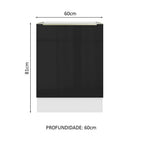 Gabinete Bajo 60 cm 1 Puerta Sin Encimera Blanco/Negro Lux Madesa