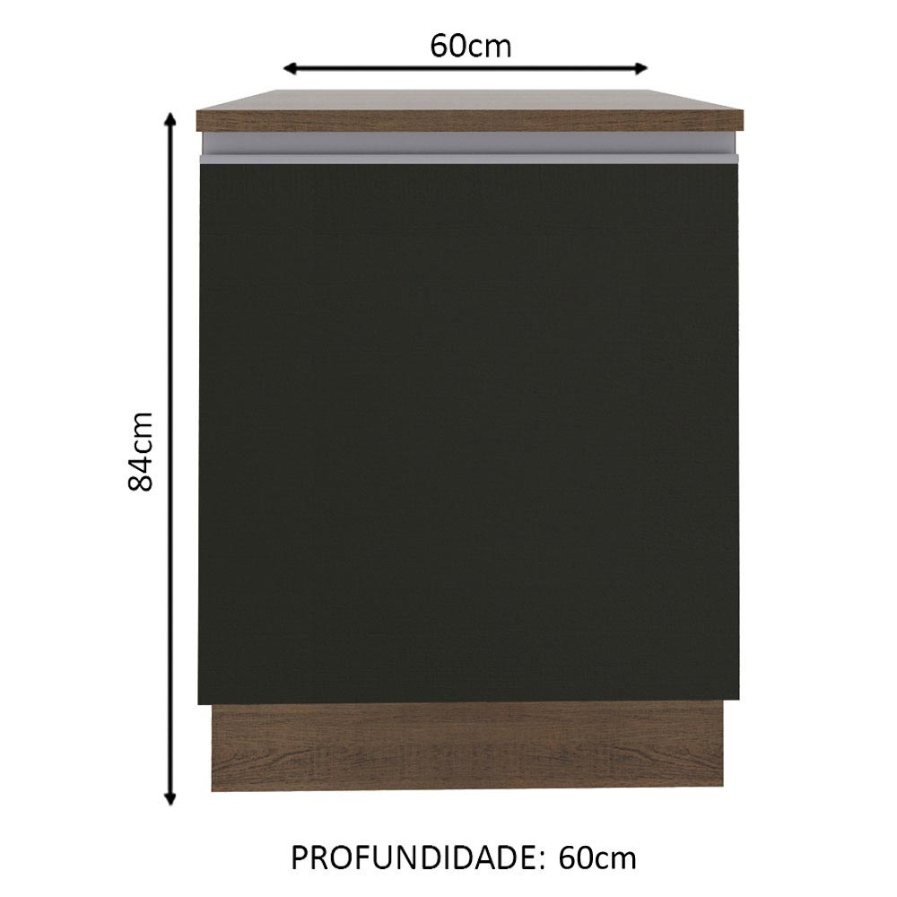 Gabinete de Cocina 60 x 60 cm 1 Puerta (Con Encimera) Marrón/Negro Glamy