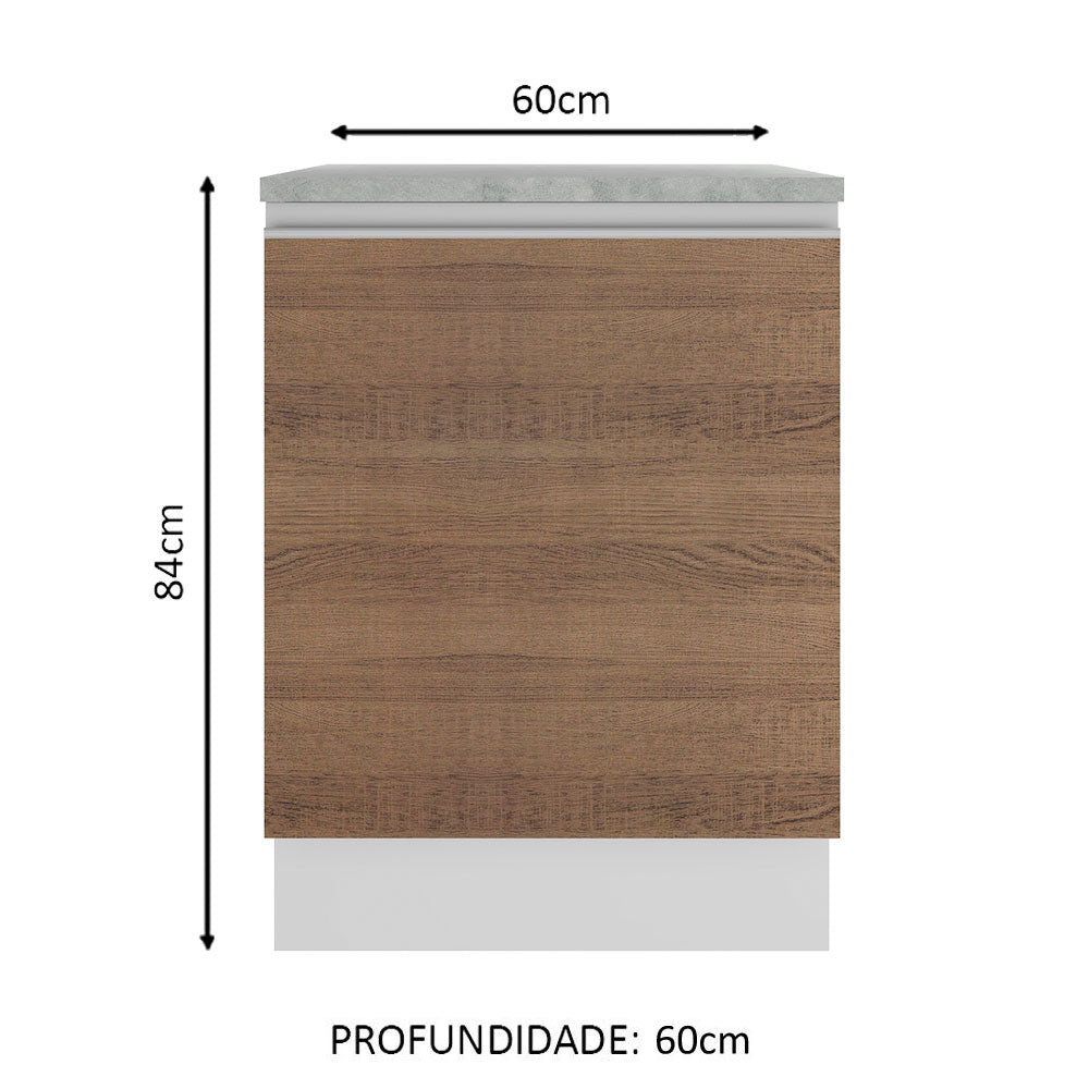 Gabinete Bajo 60 cm 1 Puerta Blanco/Marrón Glamy Madesa