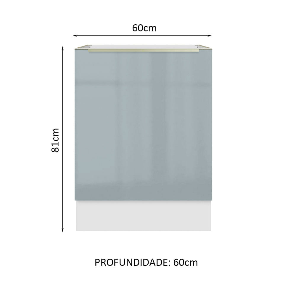 Gabinete Bajo 60 cm 1 Puerta Sin Encimera Blanco/Gris Lux Madesa