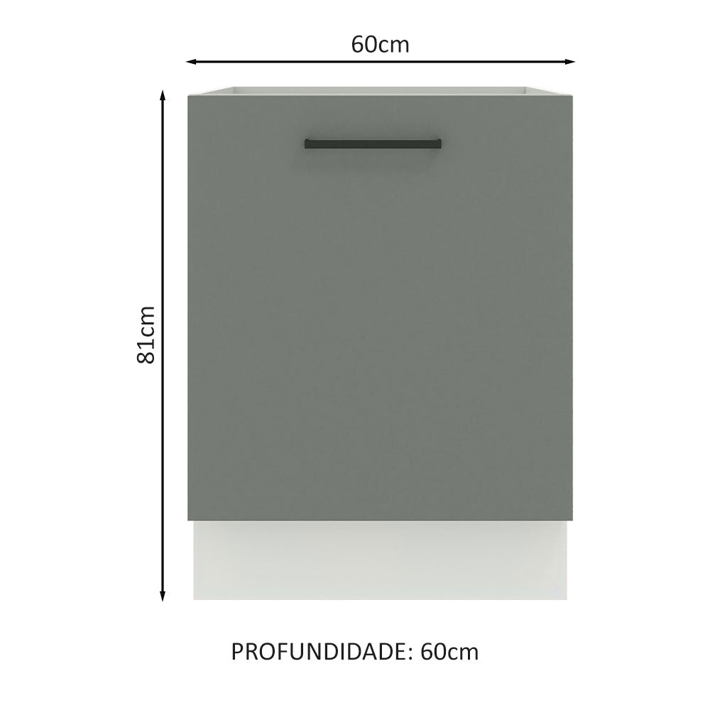 Gabinete Bajo 60 cm 1 Puerta Sin Encimera Blanco/Gris Agata Madesa