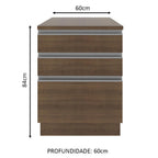 Gabinete Bajo 60 cm 3 Cajones Marrón Glamy Madesa