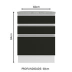 Gabinete Bajo 60 cm 3 Cajones Blanco/Negro Glamy Madesa