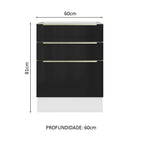Gabinete Bajo 60 cm 3 Cajones Sin Encimera Blanco/Negro Lux Madesa
