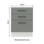 Gabinete Bajo 60 cm 3 Cajones Blanco/Gris Agata Madesa