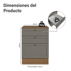 Gabinete Bajo 60 cm 3 Cajones Marrón/Gris Vik Madesa