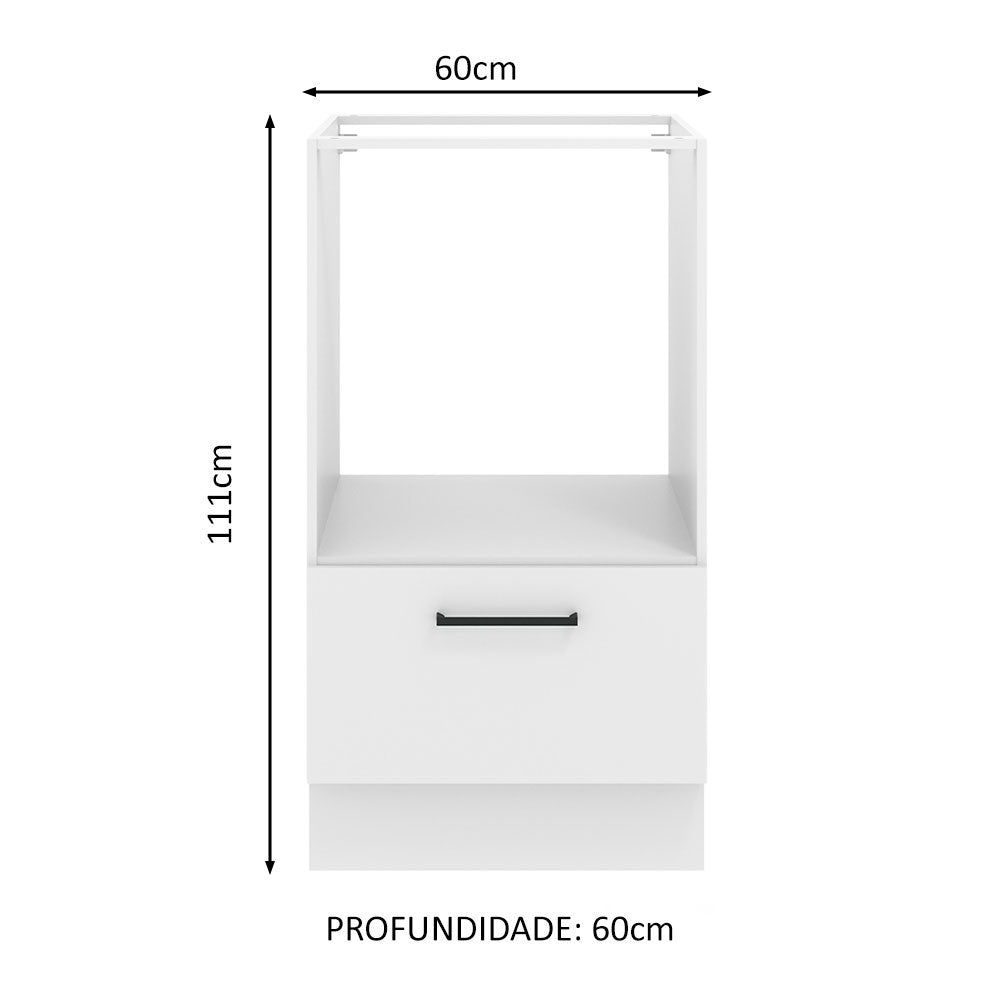 Gabinete Bajo para Horno 60 cm 1 Puerta Sin Encimera Blanco Agata Madesa