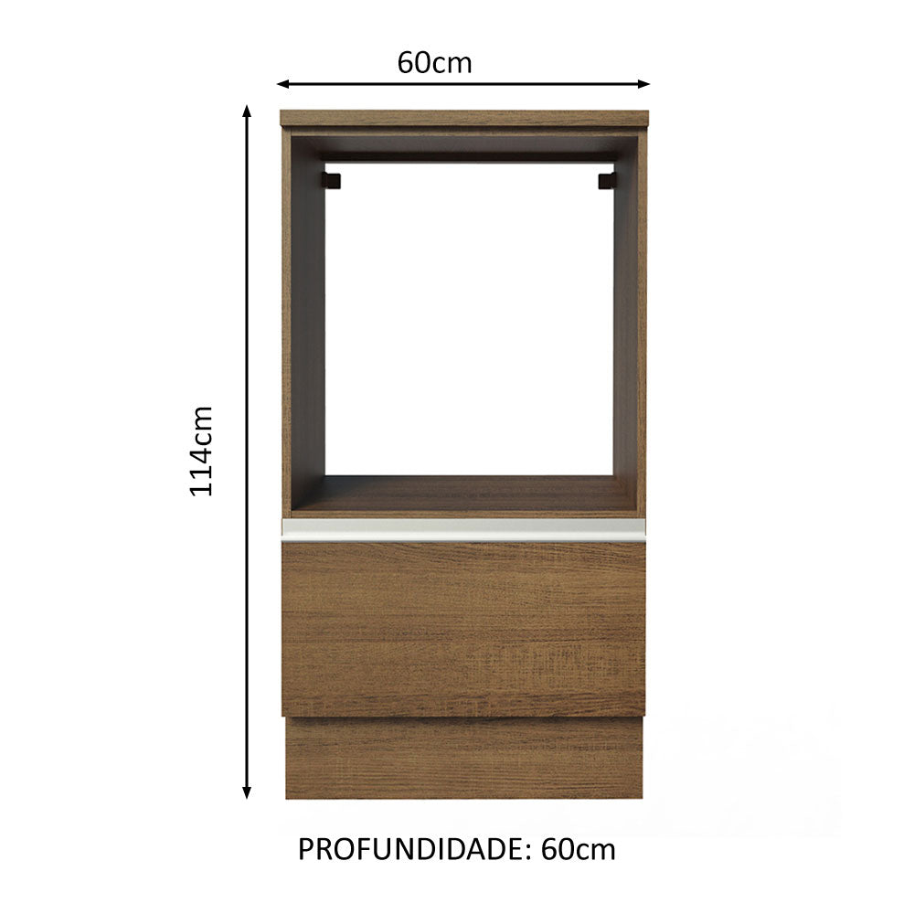 Gabinete Bajo para Horno 60 x 60 cm 1 Puerta (Con Encimera) Glamy Marrón