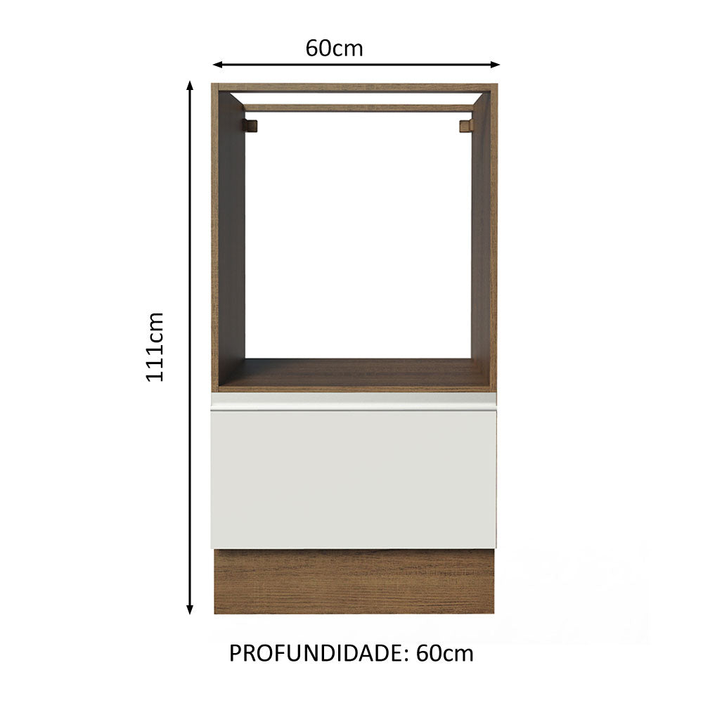 Gabinete Bajo para Horno 60 x 60 cm 1 Puerta (Sin Encimera) Glamy Marrón/Blanco