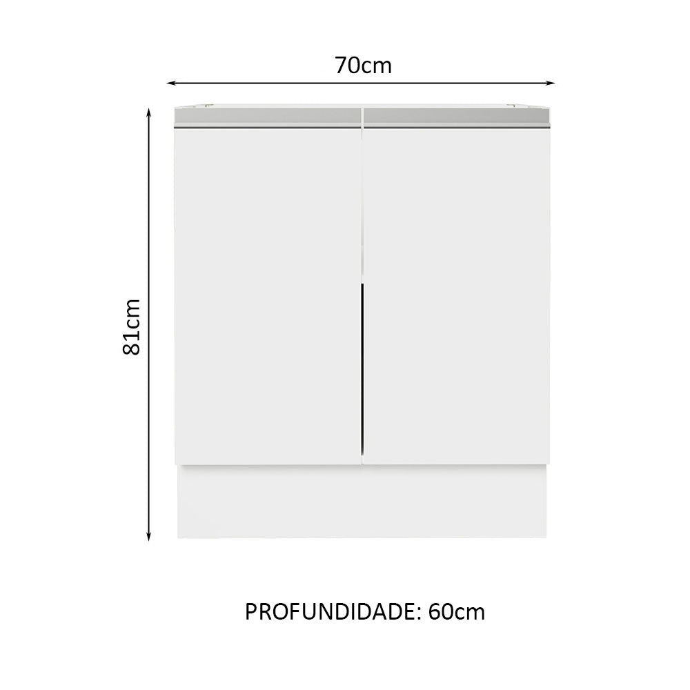Gabinete Bajo 70 cm 2 Puertas Sin Encimera Blanco Glamy Madesa
