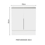 Gabinete Bajo 70 cm 2 Puertas Sin Encimera Blanco Glamy Madesa