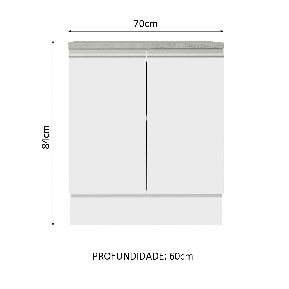 Gabinete Bajo 70 x 60 cm 2 Puertas (Con Encimera) Glamy Blanco