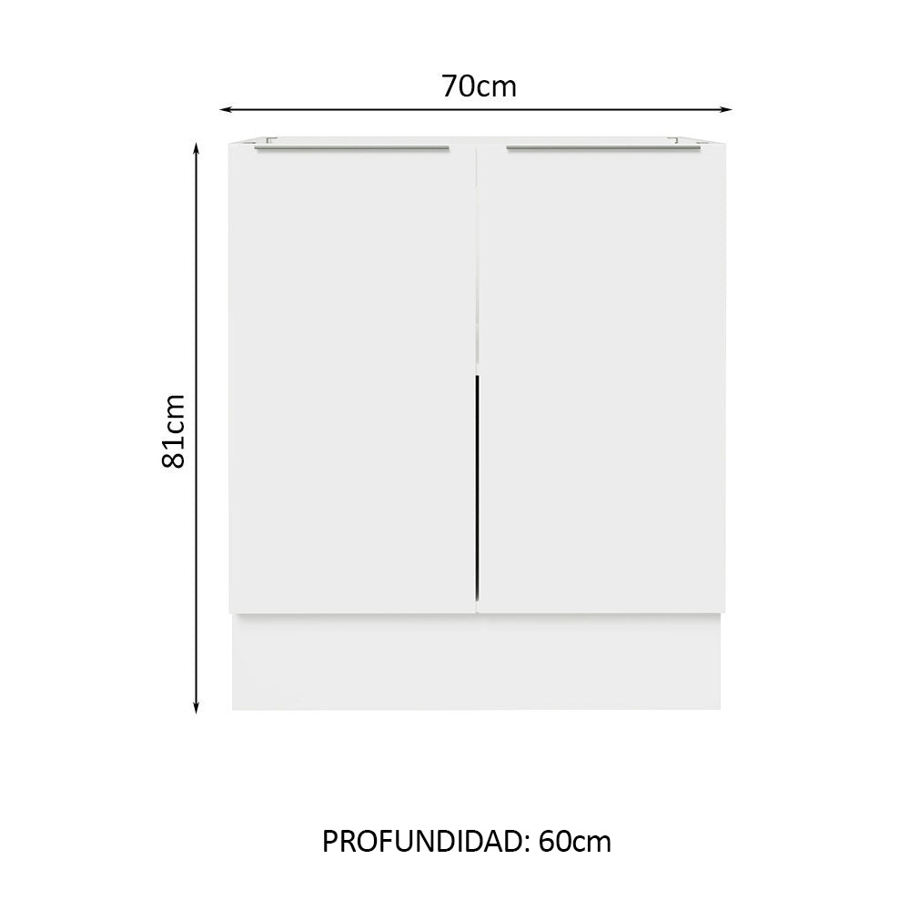 Gabinete Bajo 70 cm 2 Puertas Sin Encimera Blanco Stella Madesa