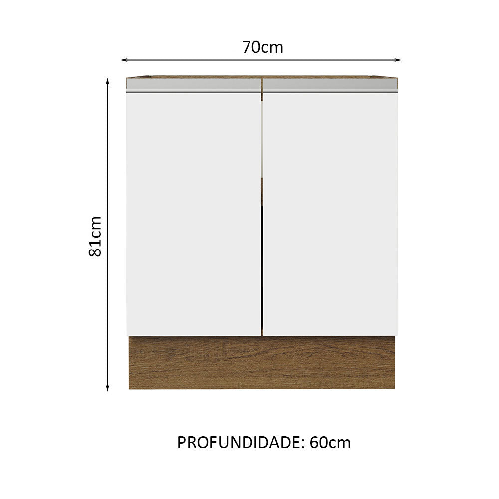 Gabinete Bajo 70 x 60 cm 2 Puertas (Sin Encimera) Glamy Marrón/Blanco