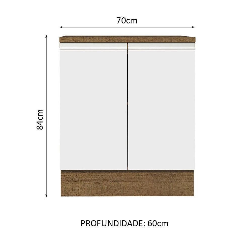 Gabinete Bajo 70 x 60 cm 2 Puertas (Con Encimera) Glamy Marrón/Blanco