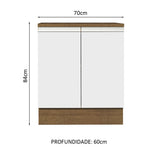 Gabinete Bajo 70 x 60 cm 2 Puertas (Con Encimera) Glamy Marrón/Blanco