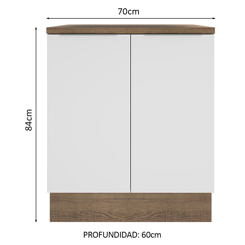 Gabinete Bajo 70 cm 2 Puertas Marrón/Blanco Stella Madesa