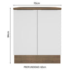 Gabinete Bajo 70 cm 2 Puertas Marrón/Blanco Stella Madesa