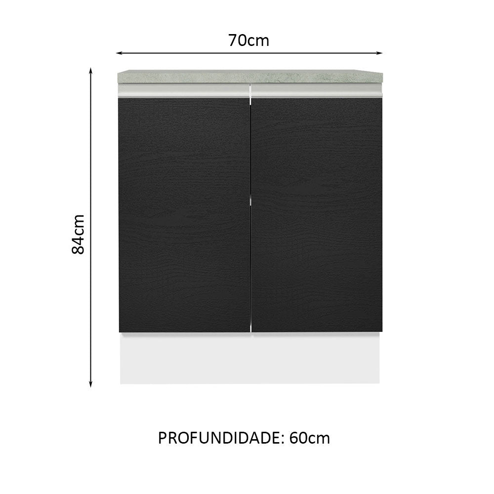 Gabinete Bajo 70 cm 2 Puertas Blanco/Negro Glamy Madesa