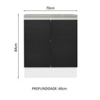Gabinete Bajo 70 cm 2 Puertas Blanco/Negro Glamy Madesa