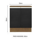 Gabinete Bajo 70 cm 2 Puertas Marrón/Negro Glamy Madesa