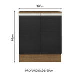 Gabinete Bajo 70 x 60 cm 2 Puertas (Con Encimera) Marrón/Negro Glamy