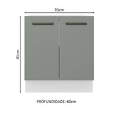 Gabinete Bajo 70 x 60 cm 2 Puertas (Sin Encimera) Blanco/Gris Agata