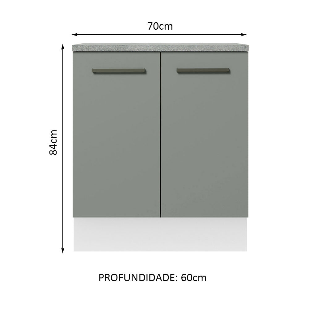 Gabinete Bajo 70 x 60 cm 2 Puertas (Con Encimera) Blanco/Gris Agata