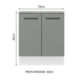 Gabinete Bajo 70 x 60 cm 2 Puertas (Con Encimera) Blanco/Gris Agata