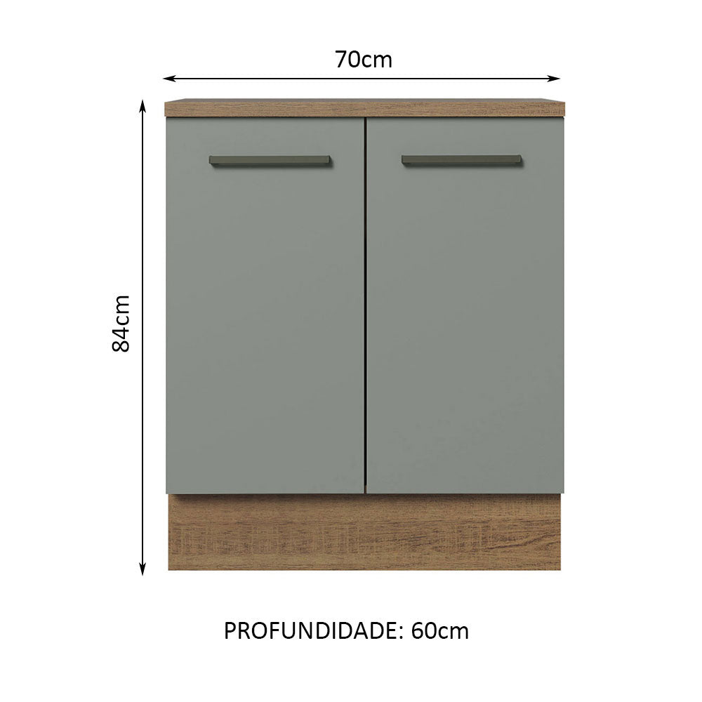 Gabinete Bajo 70 x 60 cm 2 Puertas (Con Encimera) Marrón/Gris Agata