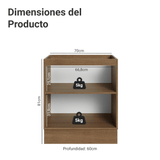 Gabinete Bajo de Cocina 70 x 60 cm 2 Puertas (Sin encimera) Marrón/Verde Vik Madesa