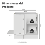 Gabinete Bajo Esquinero 80 cm 1 Puerta Sin Encimera Blanco Stella Madesa