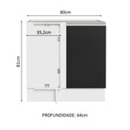 Gabinete Bajo Esquinero 80 cm 1 Puerta Sin Encimera Blanco/Negro Glamy Madesa