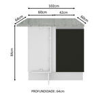 Gabinete Bajo Esquinero 102 cm 1 Puerta Blanco/Negro Glamy Madesa
