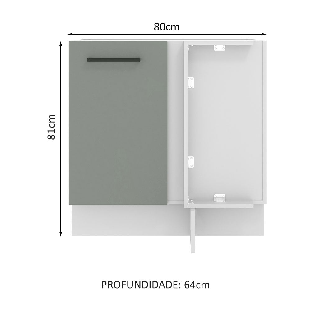 Gabinete Bajo Esquinero 80 cm 1 Puerta Sin Encimera Blanco/Gris Agata Madesa