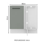 Gabinete Bajo Esquinero 80 cm 1 Puerta Sin Encimera Blanco/Gris Agata Madesa