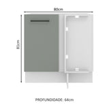 Gabinete Bajo de Esquina de Cocina 60 de Profundidad con 1 Puerta (Sin Encimera) Agata Blanco/Gris