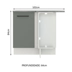 Gabinete Bajo Esquinero 102 cm 1 Puerta Blanco/Gris Agata Madesa